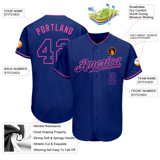 Authentic Royal Royal-Pink Jersey Custom Baseball
