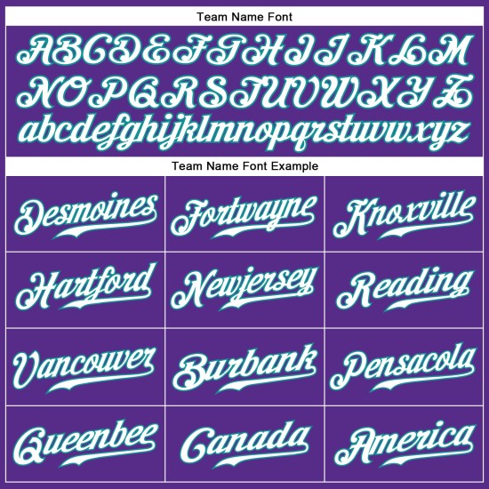 White-Teal Authentic Custom Jersey Baseball Purple Sleeveless