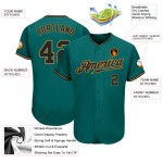 Teal Jersey Gold Authentic Baseball Black-Old Custom