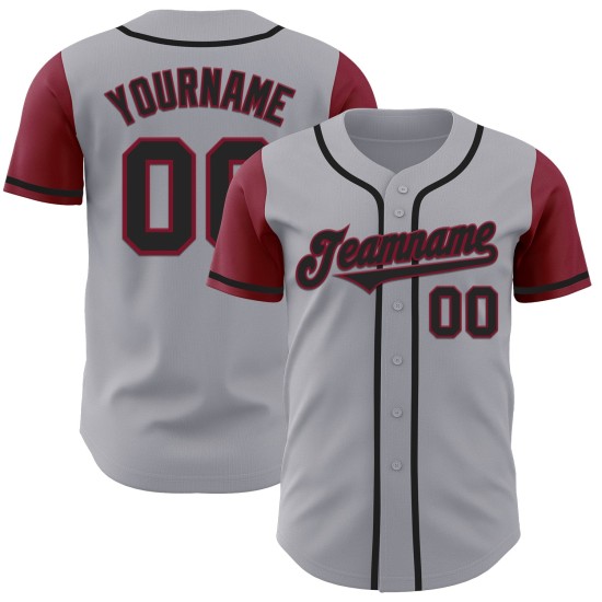 Gray Baseball Tone Black-Crimson Two Custom Authentic Jersey Gray Baseball Tone Black-Crimson Two Custom Authentic Jersey