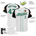 Sleeves Baseball Pinstripe Green-Black Kelly White Jersey Custom Raglan Authentic Black