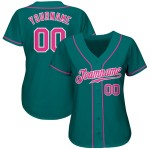 Custom Jersey Baseball Pink-White Teal Authentic