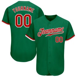 Red-White Baseball Jersey Green Authentic Kelly Custom