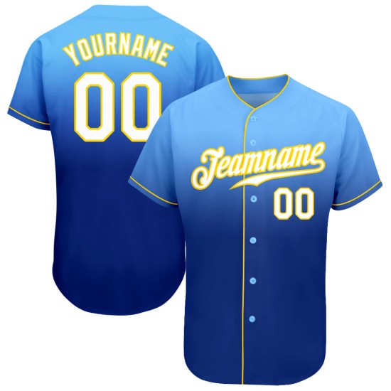 White-Royal Custom Baseball Jersey Fade Blue Fashion Light Authentic