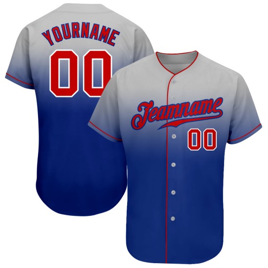 Gray Baseball Authentic Fade Jersey Red-Royal Fashion Custom Gray Baseball Authentic Fade Jersey Red-Royal Fashion Custom