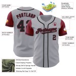 Gray Baseball Tone Black-Crimson Two Custom Authentic Jersey Gray Baseball Tone Black-Crimson Two Custom Authentic Jersey