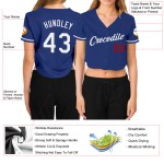 V-Neck Jersey Baseball Women's Royal White-Red Cropped Custom