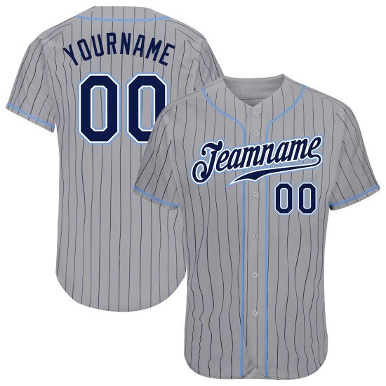 Navy Gray Authentic Pinstripe Jersey Baseball Custom Navy-Light Blue Navy Gray Authentic Pinstripe Jersey Baseball Custom Navy-Light Blue
