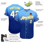 White-Royal Custom Baseball Jersey Fade Blue Fashion Light Authentic