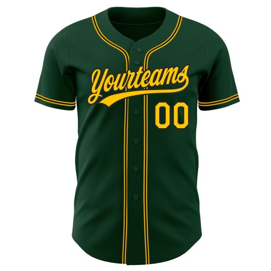 Green Authentic Baseball Custom Gold-Black Jersey