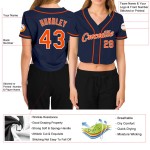 Orange-White Baseball Jersey Custom V-Neck Cropped Navy Women's
