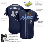 Gray-White Jersey Baseball Custom Navy Authentic