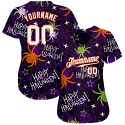 3D Jersey Authentic Baseball Happy Halloween Spiders Pattern Custom