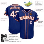 Baseball Authentic Jersey White-Orange Royal Custom