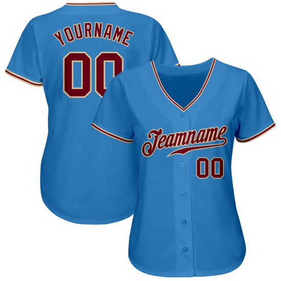 Custom Cream Crimson-City Jersey Powder Authentic Baseball Blue Custom Cream Crimson-City Jersey Powder Authentic Baseball Blue