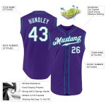 White-Teal Authentic Custom Jersey Baseball Purple Sleeveless