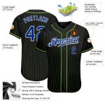 Custom Pinstripe Black Authentic Royal-White Baseball Jersey Neon Green Custom Pinstripe Black Authentic Royal-White Baseball Jersey Neon Green