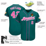Custom Jersey Baseball Pink-White Teal Authentic