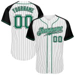Sleeves Baseball Pinstripe Green-Black Kelly White Jersey Custom Raglan Authentic Black