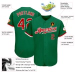 Red-White Baseball Jersey Green Authentic Kelly Custom