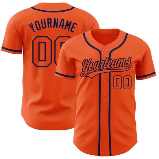 Custom Authentic Orange-Navy Baseball Jersey Orange