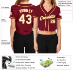 Jersey White-Gold Cropped Women's Custom Crimson Baseball V-Neck