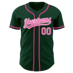 Custom Authentic Jersey Pink-White Baseball Green