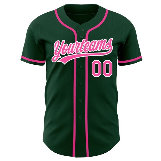 Custom Authentic Jersey Pink-White Baseball Green
