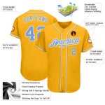 Baseball Gold Blue-White Custom Jersey Light Authentic