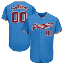 Custom Cream Crimson-City Jersey Powder Authentic Baseball Blue