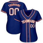 Baseball Authentic Jersey White-Orange Royal Custom