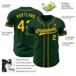 Green Authentic Baseball Custom Gold-Black Jersey