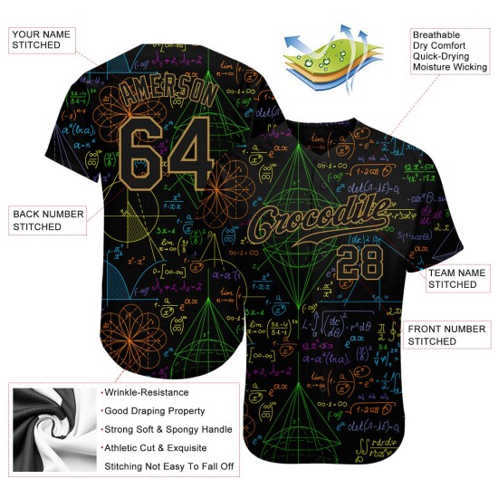 Pattern Design Custom Baseball Math Jersey Authentic 3D Pattern Design Custom Baseball Math Jersey Authentic 3D