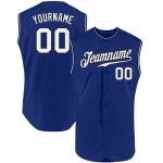 Sleeveless White-Black Jersey Custom Baseball Authentic Royal