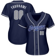 Gray-White Jersey Baseball Custom Navy Authentic
