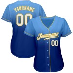 White-Royal Custom Baseball Jersey Fade Blue Fashion Light Authentic
