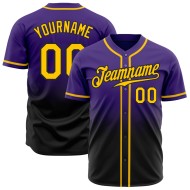 Authentic Fashion Custom Purple Jersey Gold-Black Baseball Fade