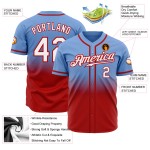 Fashion Custom White-Red Jersey Fade Light Baseball Blue Authentic