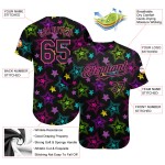 Pattern 3D Custom Black-Pink Authentic Stars Jersey Colorful Graffiti Creative Baseball Pattern 3D Custom Black-Pink Authentic Stars Jersey Colorful Graffiti Creative Baseball