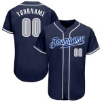 Gray-White Jersey Baseball Custom Navy Authentic