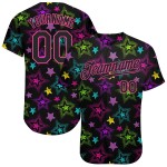 Pattern 3D Custom Black-Pink Authentic Stars Jersey Colorful Graffiti Creative Baseball Pattern 3D Custom Black-Pink Authentic Stars Jersey Colorful Graffiti Creative Baseball