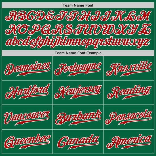 Red-White Baseball Jersey Green Authentic Kelly Custom