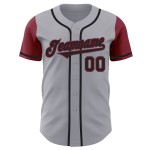 Gray Baseball Tone Black-Crimson Two Custom Authentic Jersey Gray Baseball Tone Black-Crimson Two Custom Authentic Jersey