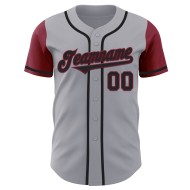 Gray Baseball Tone Black-Crimson Two Custom Authentic Jersey Gray Baseball Tone Black-Crimson Two Custom Authentic Jersey