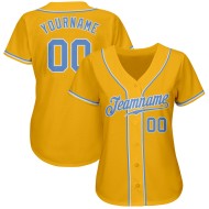 Baseball Gold Blue-White Custom Jersey Light Authentic Baseball Gold Blue-White Custom Jersey Light Authentic