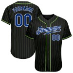 Custom Pinstripe Black Authentic Royal-White Baseball Jersey Neon Green Custom Pinstripe Black Authentic Royal-White Baseball Jersey Neon Green