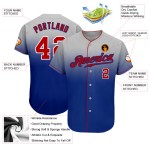 Gray Baseball Authentic Fade Jersey Red-Royal Fashion Custom Gray Baseball Authentic Fade Jersey Red-Royal Fashion Custom