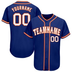 Baseball Authentic Jersey White-Orange Royal Custom
