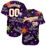 3D Jersey Authentic Baseball Happy Halloween Spiders Pattern Custom