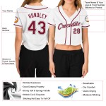 Cropped Custom Baseball Women's Jersey V-Neck White Crimson-Gray
